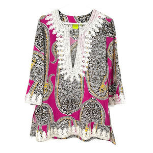 Craig Taylor size small Miss St. Barths Lily fit paisley print pink black yellow